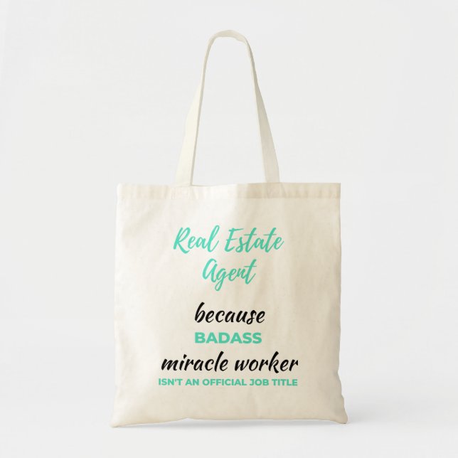 Tote Bag Agent immobilier parce que Badass Miracle Worker 2 (Devant)