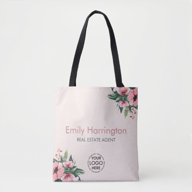 Tote Bag Agent Immobilier Rose Blush Bloom (Devant)