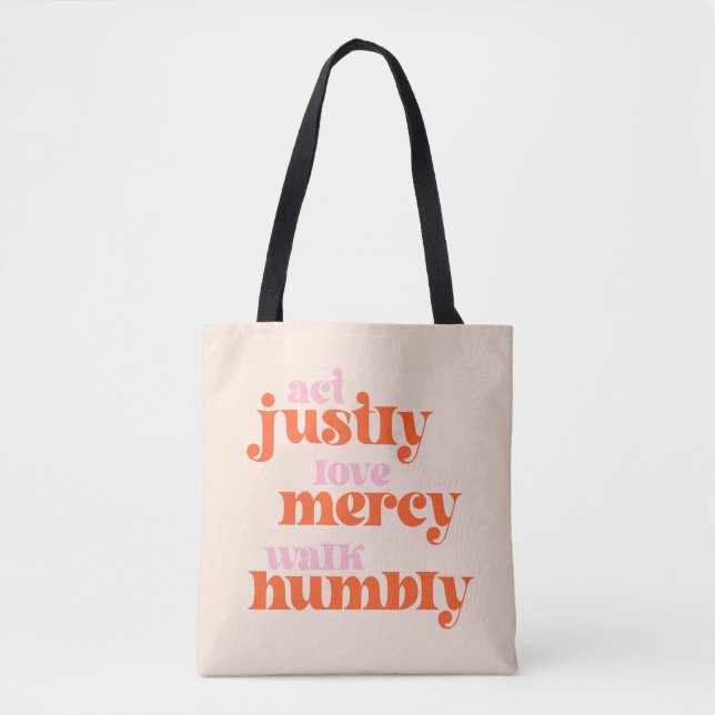 Tote Bag Agis Justement, Amour Miscy, Marche Humbly (mod ré (Devant)
