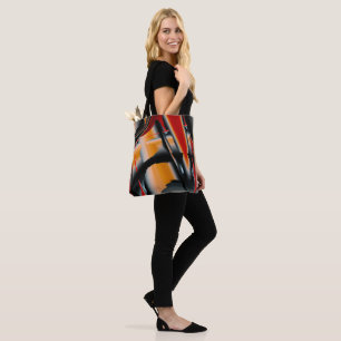 Tote Bag Agrandissement de peinture numérique orange noir h