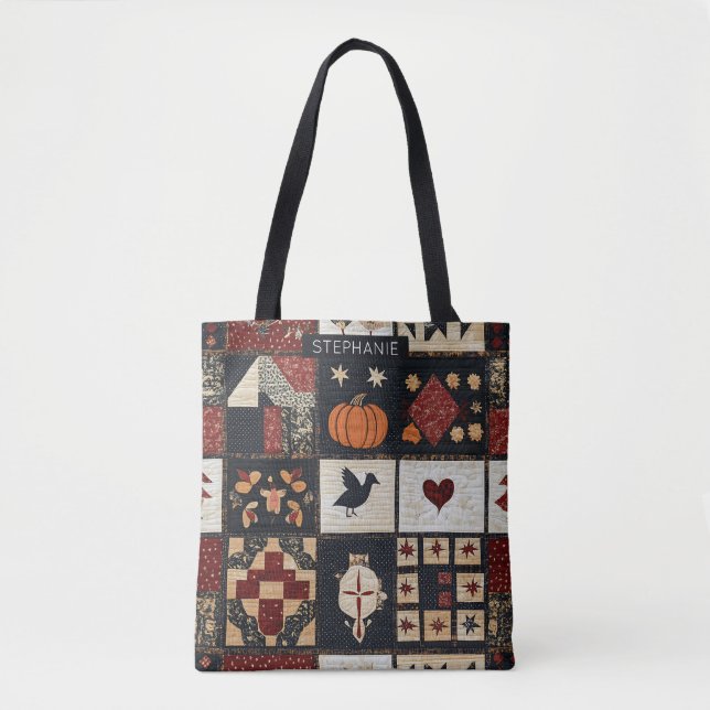 Tote Bag Agritourisme primitif Appliqué et géométrique (Devant)