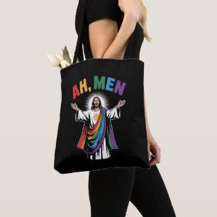 Tote Bag Ah Men Drôle Jésus LGBTQ Gay Pride Arc-en-ciel