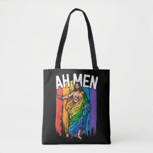 Tote Bag Ah Men Gay Jesus Shirt Funny LGBTQ Shirts Gifts Ra