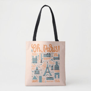 Tote Bag Ah, Paris ! typographie de ville de  