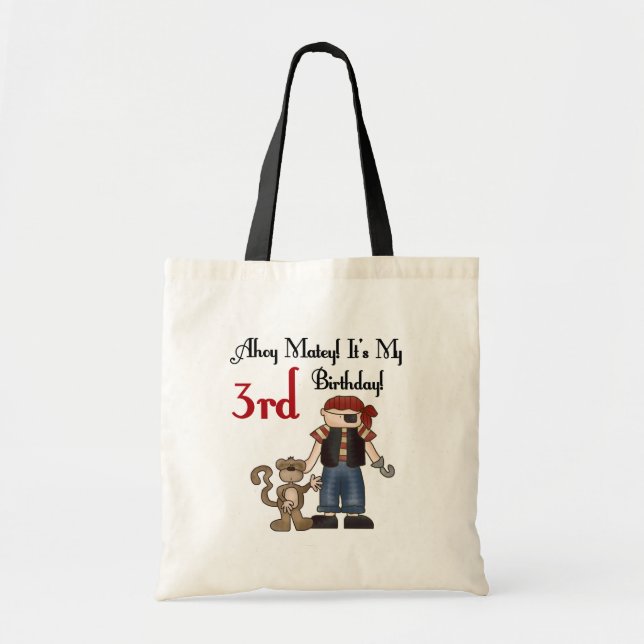 Tote Bag Ahoy Matey Pirate 3ème Anniversaire Tshirts et cad (Devant)