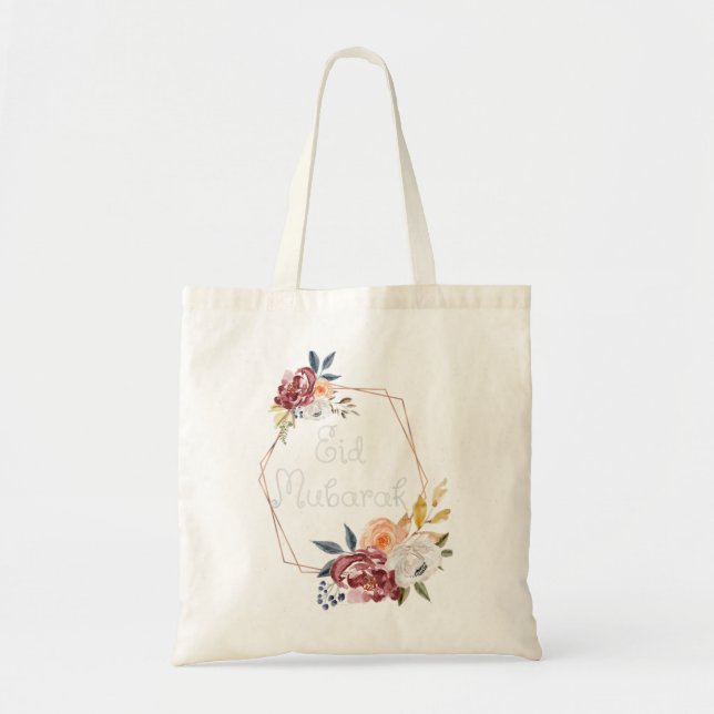 Tote Bag Aïd Moubarak cadeau islamique floral pour femme mu (Devant)