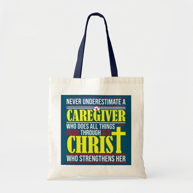Tote Bag Aidant de carrière Drôle Citation religieuse Jésus (Devant)
