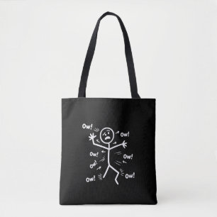 Tote Bag Aïe Aïe Aïe Personnage Bâton Comédie Drôle Douleur