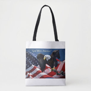 Tote Bag Aigle Américain Patriotique Dieu Bénisse l'Amériqu