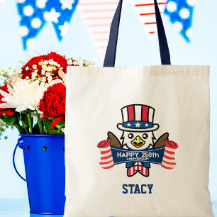 Tote Bag Aigle américain patriotique Joyeux 250e anniversai