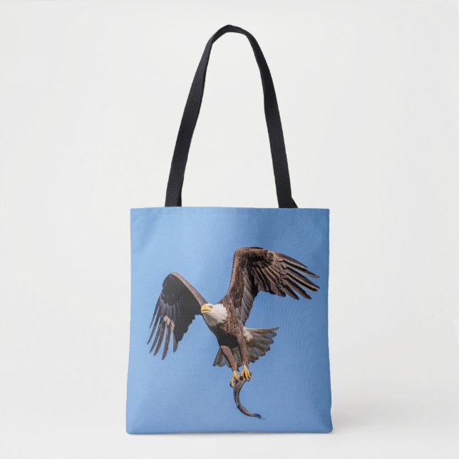 Tote Bag Aigle Bald avec un poisson (Devant)