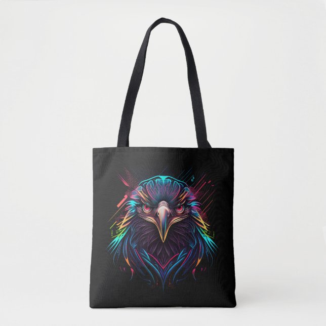 Tote Bag Aigle de néon brillant Artistique (Devant)