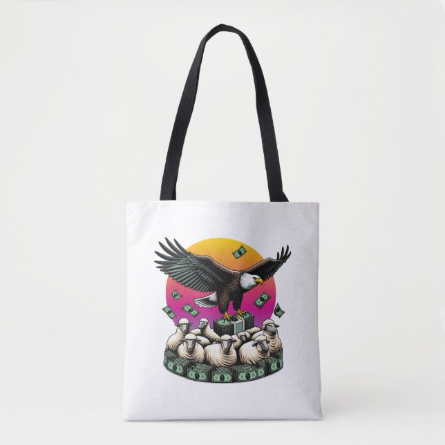 Tote Bag Aigle en pleine croissance avec de l'argent (Devant)