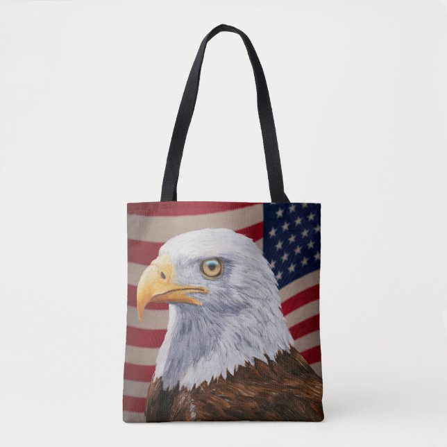Tote Bag Aigle et drapeau américains (Devant)