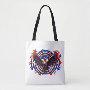 Tote Bag Aigle néon patriotique éclatant – Rouge Blanc & Bl