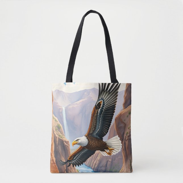 Tote Bag Aigle survolant le canyon et la rivière (Devant)