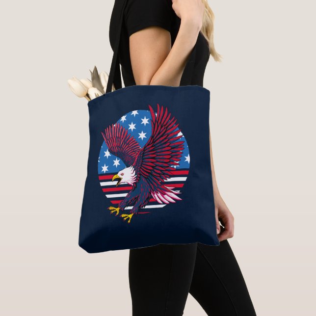 Tote Bag Aigle volant et drapeau américain (De près)