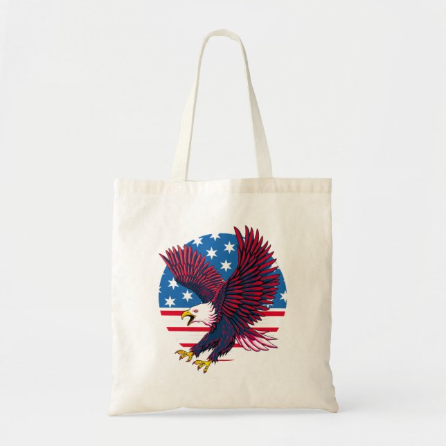 Tote Bag Aigle volant et drapeau américain (Devant)