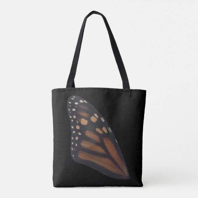 Tote Bag Aile Monarque Papillon Sur Noir (Dos)