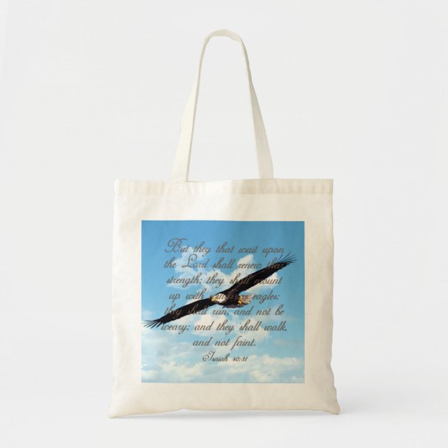 Tote Bag Ailes comme Eagles, bible de chrétien de 40:31 (Devant)