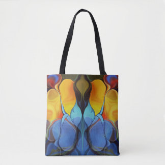Tote Bag Ailes papillon Abstraites en bleu, violet, jaune