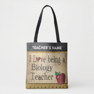 Tote Bag Aimer être professeur de biologie nom DIY