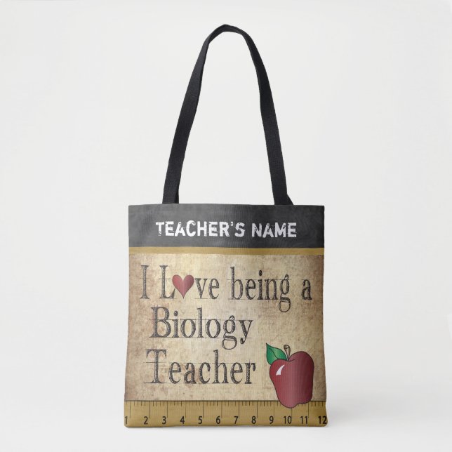 Tote Bag Aimer être professeur de biologie | nom DIY (Devant)