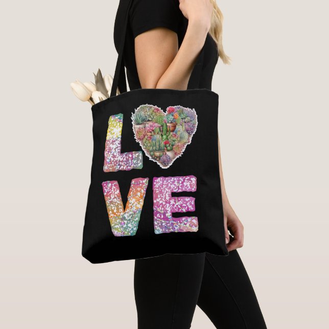 Tote Bag Aimer le mot empilé (De près)