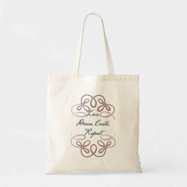 Tote Bag Aimer, Rêver, Créer, Répéter, Dessin folklorique (Devant)