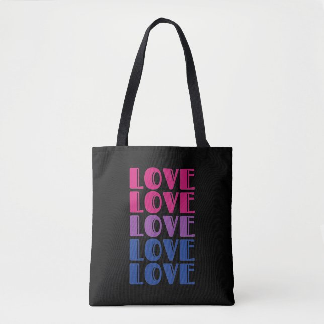 Tote Bag Aimer Texte répété LGBTQ Bisexual Pride (Devant)
