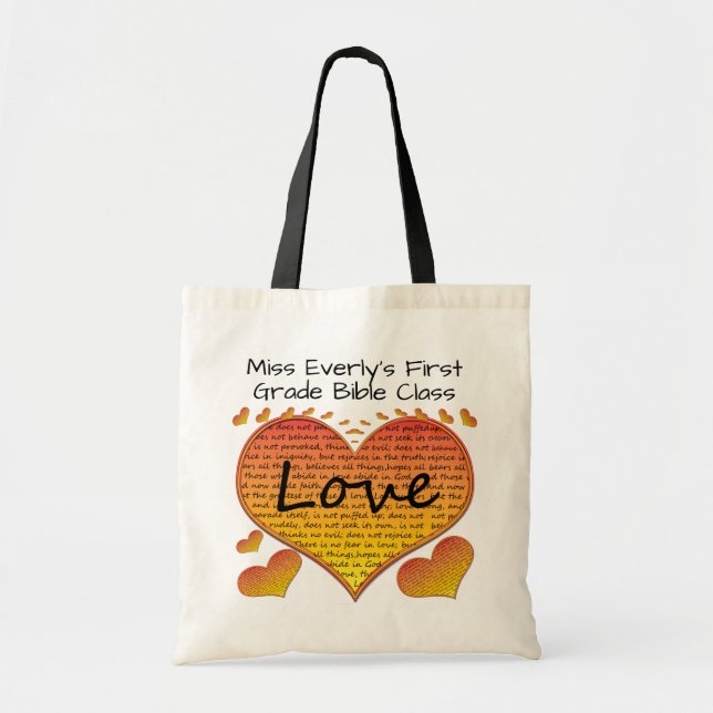 Tote Bag Aimez 1 Corinthiens 13 Cœurs (Devant)