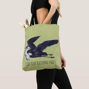 Tote Bag Aimez vos parcs nationaux Heron gris