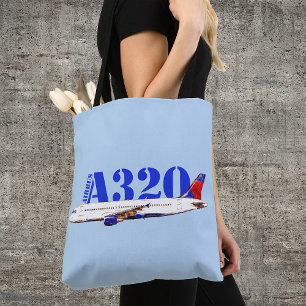 Tote Bag Airbus a320 Aéronefs Dessin d'aquarelle