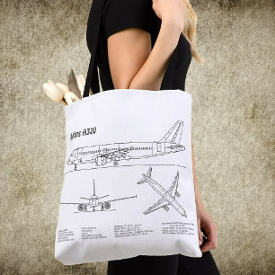 Tote Bag Airbus A320 - Plans de dessin de plan d'avion BD