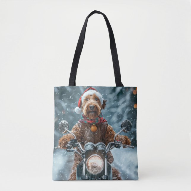 Tote Bag Airedale Chien équitation Moto Noël (Devant)