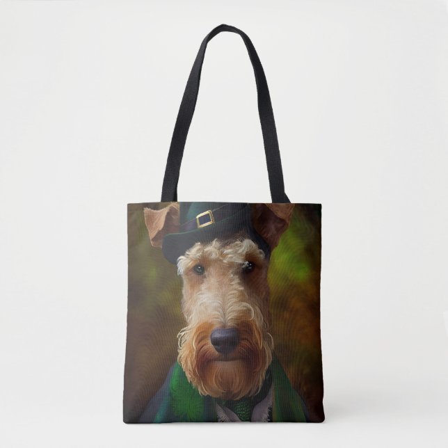 Tote Bag airedale dog à la Saint-Patrick (Devant)
