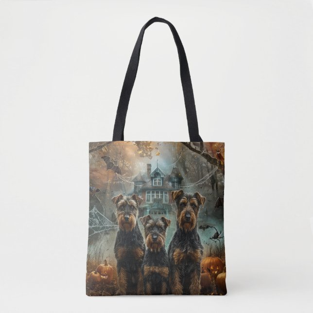 Tote Bag Airedale Halloween nuit chien délice (Devant)