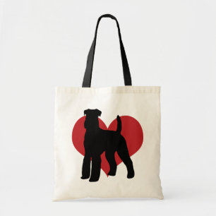 Tote Bag Airedale Terrier Silhouette Coeur