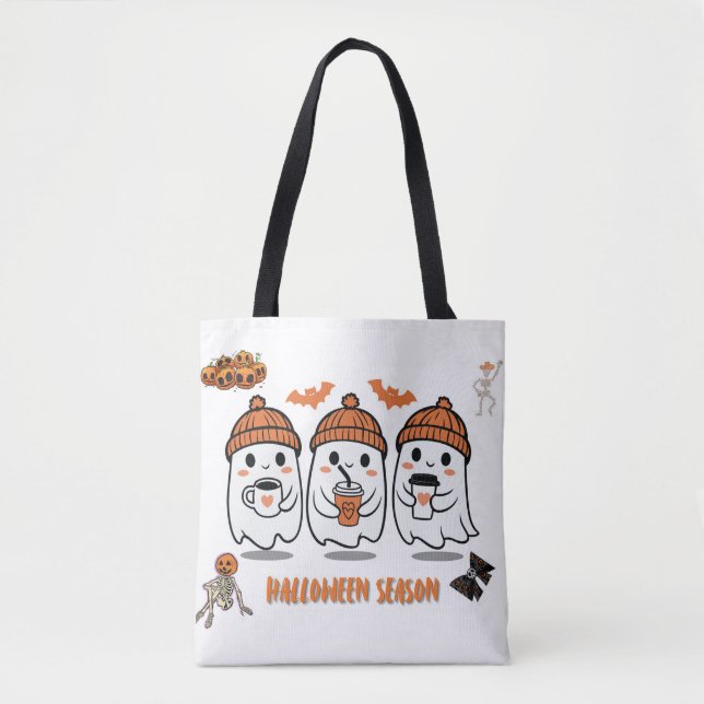Tote Bag aison Halloween – fantômes café mignons (Devant)
