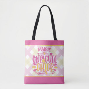 Tote Bag AJOUT PERSONNALISÉ NOM Un mignon Chick Rose Jaune
