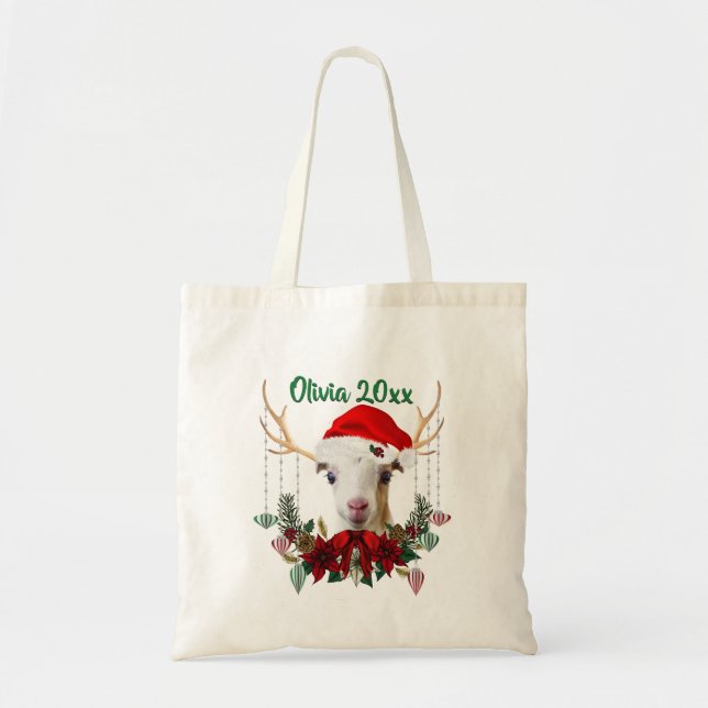 Tote Bag AJOUTER LE NOM - Joli Noël La Mancha Goat Kid (Devant)