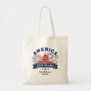 Tote Bag Ajouter Nom de famille America 250 Feux d'artifice