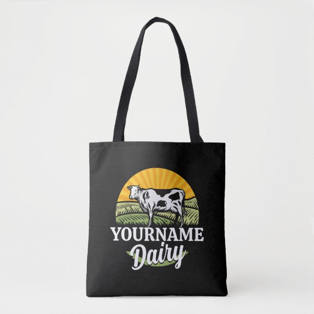Tote Bag AJOUTER NOM Sunset Ferme laitière Pâturage Holstei (Devant)