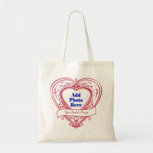 Tote Bag Ajouter Un Message Spécial Photo Red Hearts (Devant)