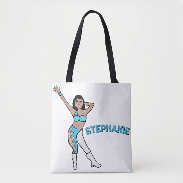 Tote Bag Ajouter un nom Aqua Swirl #2 (Devant)