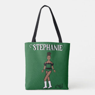 Tote Bag Ajouter un nom Dancer deux couleurs Fourre-tout ro
