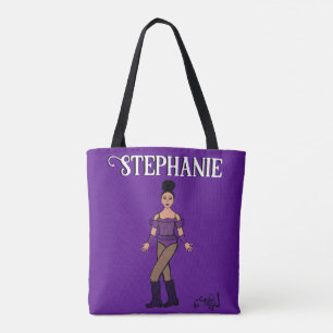 Tote Bag Ajouter un nom Dancer deux couleurs violet pierres