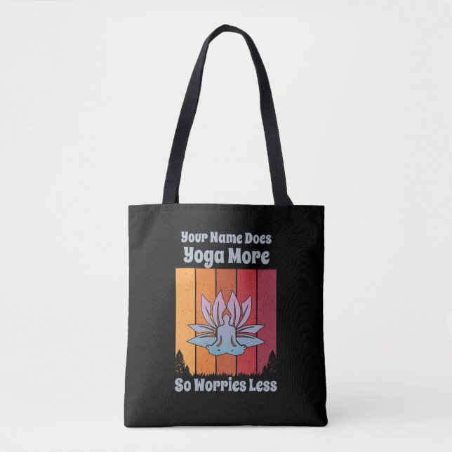 Tote Bag Ajouter un nom Modifier le texte fait Yoga plus de (Devant)