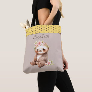 Tote Bag Ajouter un nom pois jaune