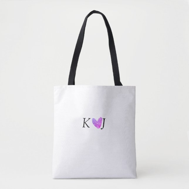 Tote Bag Ajouter une lettre de nom de couple mariage rose c (Devant)